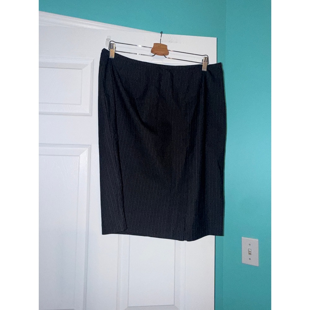Venezia Pinstripe Pencil Skirt Black Grey Professional Office Wear Plus Size 22